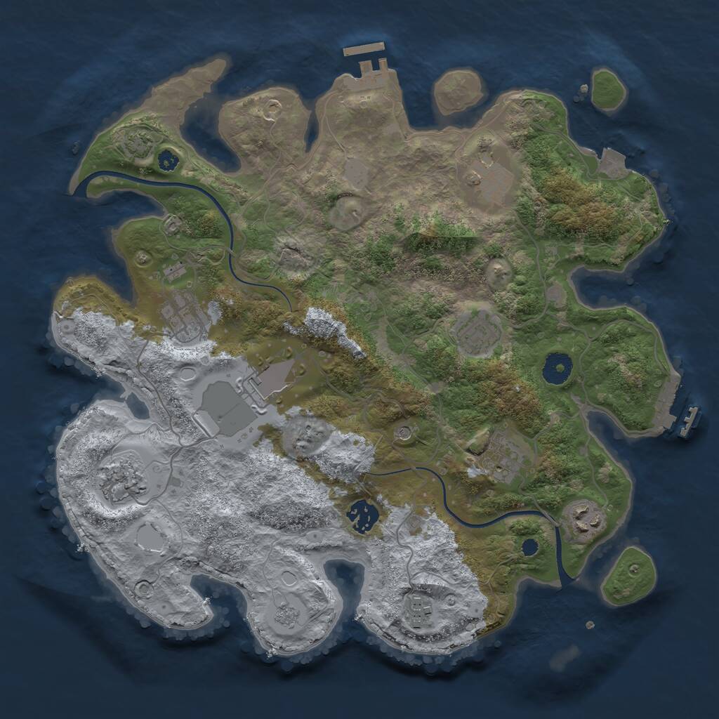 Rust Map: Procedural Map, Size: 3500, Seed: 4654481, 15 Monuments