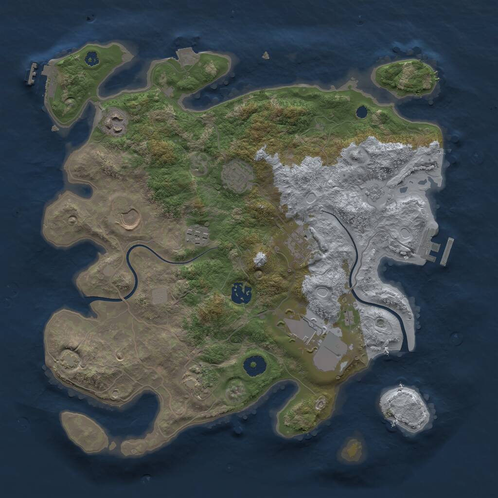 Rust Map: Procedural Map, Size: 3500, Seed: 5661641, 13 Monuments