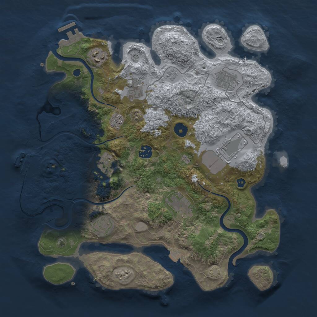 Rust Map: Procedural Map, Size: 3500, Seed: 5324323, 15 Monuments