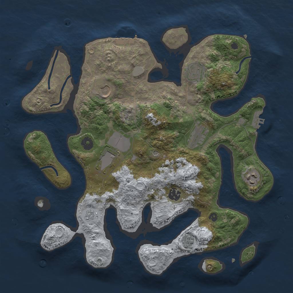 Rust Map: Procedural Map, Size: 3550, Seed: 542068, 16 Monuments