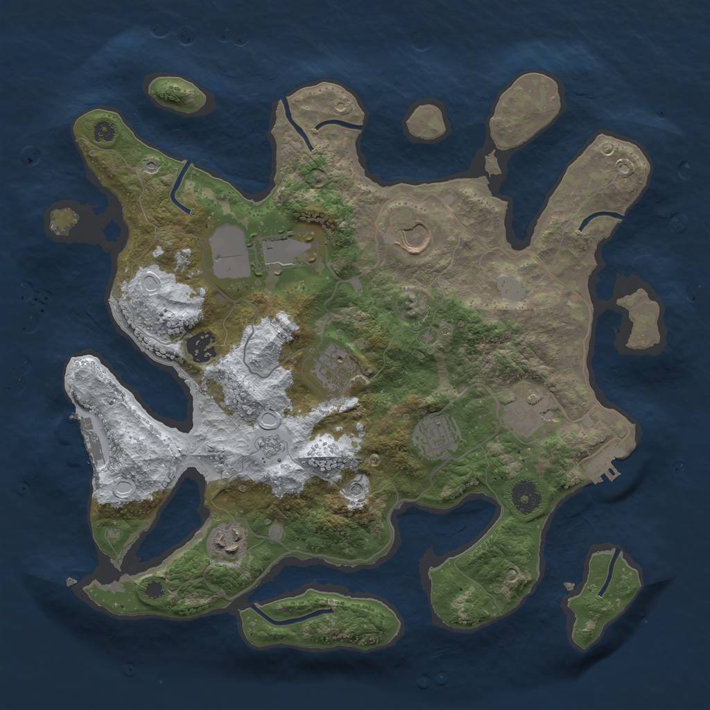 Rust Map: Procedural Map, Size: 3500, Seed: 5735156, 16 Monuments