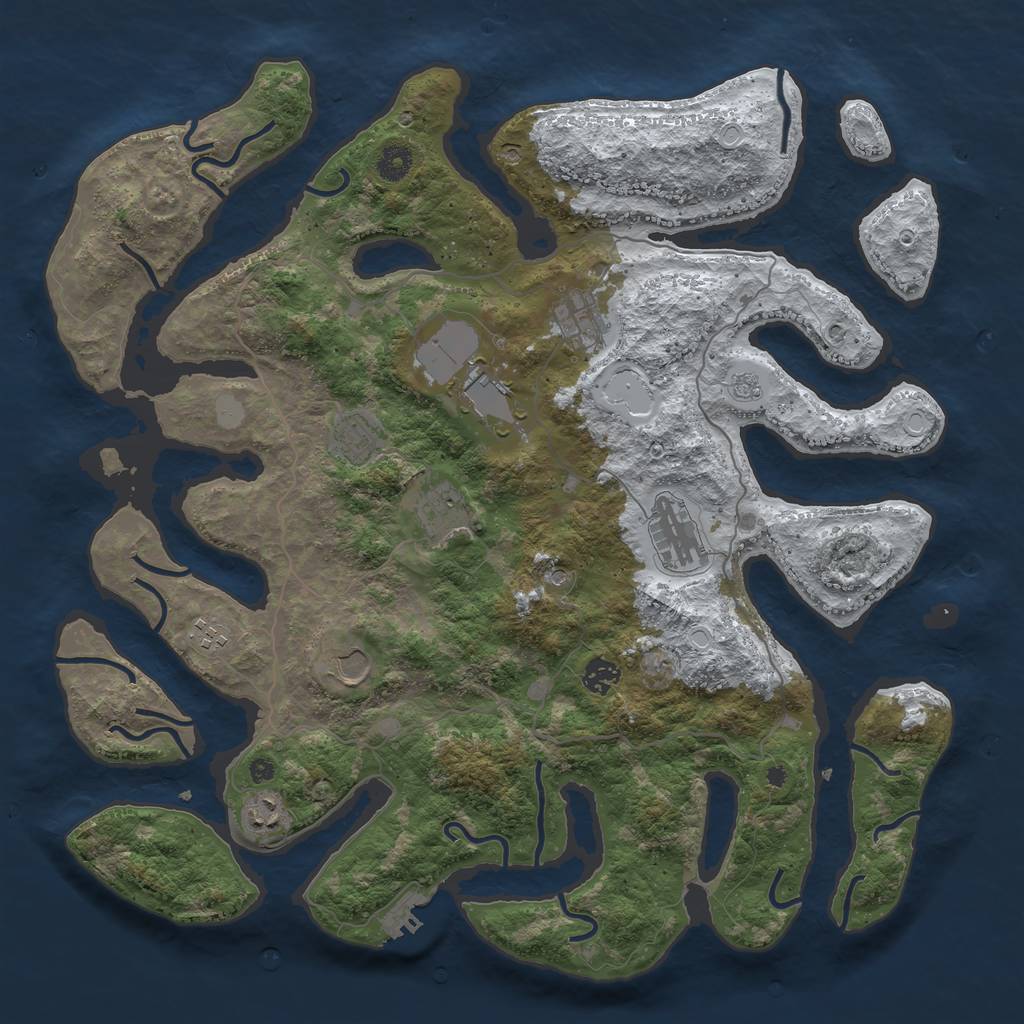 Rust Map: Procedural Map, Size: 4250, Seed: 5368849, 17 Monuments
