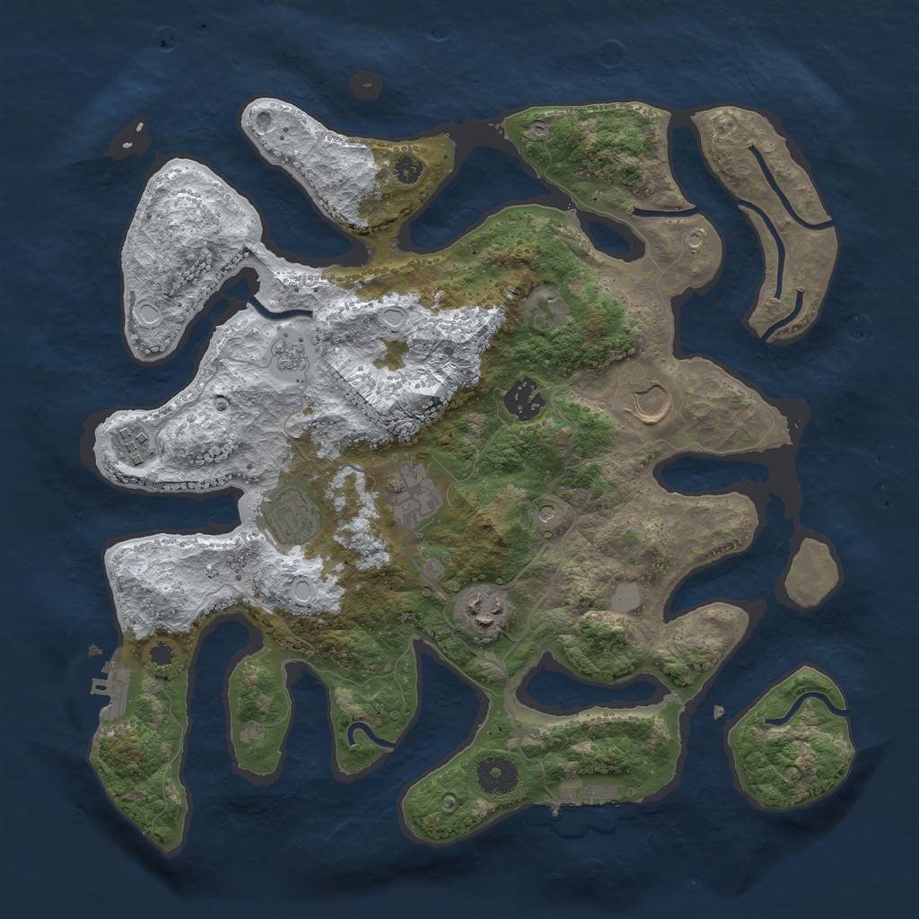 Rust Map: Procedural Map, Size: 3500, Seed: 3828978, 15 Monuments