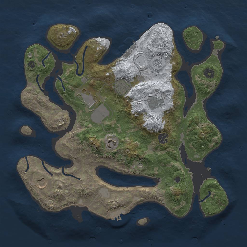 Rust Map: Procedural Map, Size: 3500, Seed: 5343386, 15 Monuments