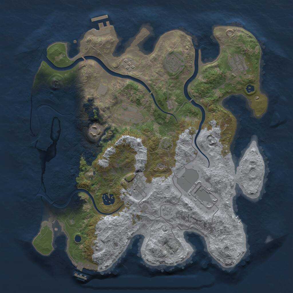 Rust Map: Procedural Map, Size: 3500, Seed: 3286566, 14 Monuments