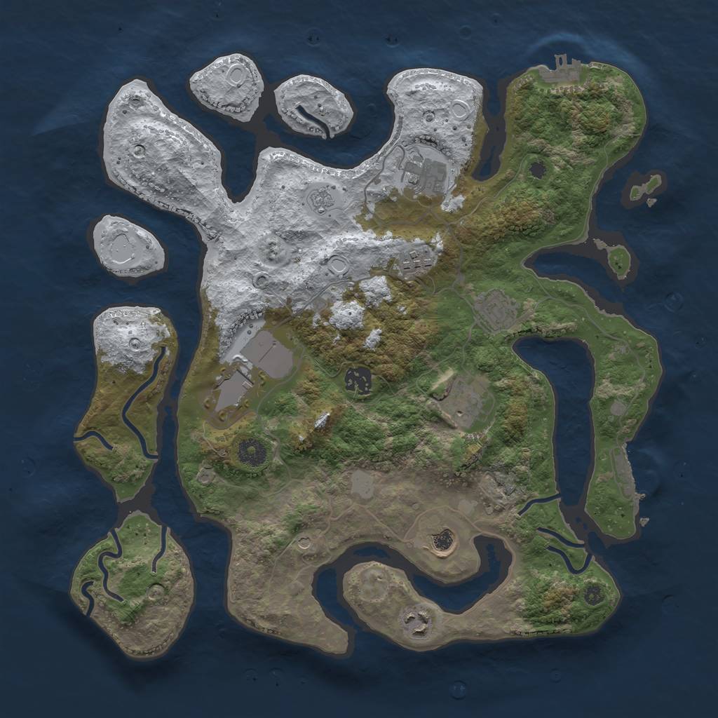 Rust Map: Procedural Map, Size: 3750, Seed: 1129848030, 17 Monuments