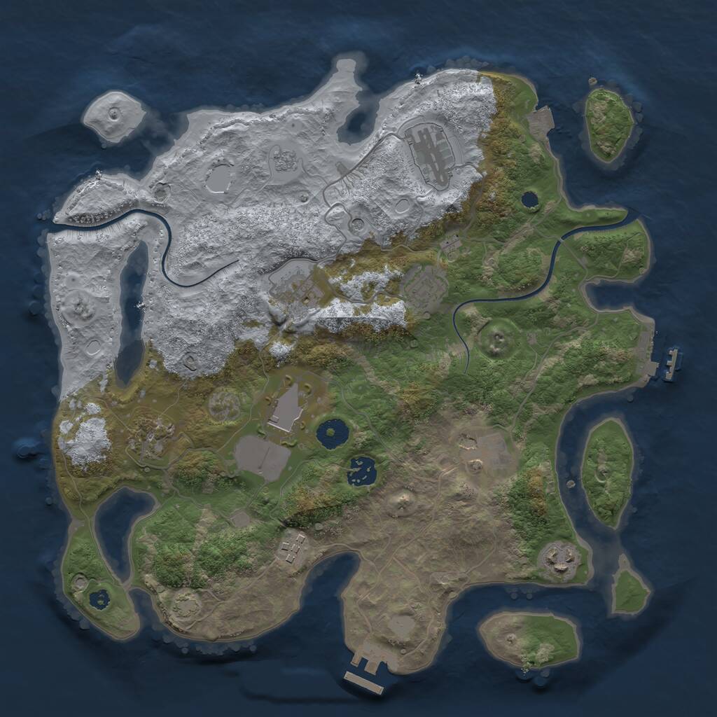 Rust Map: Procedural Map, Size: 3550, Seed: 420352, 15 Monuments