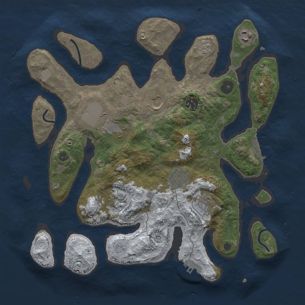 Rust Map: Procedural Map, Size: 3500, Seed: 6191543, 17 Monuments