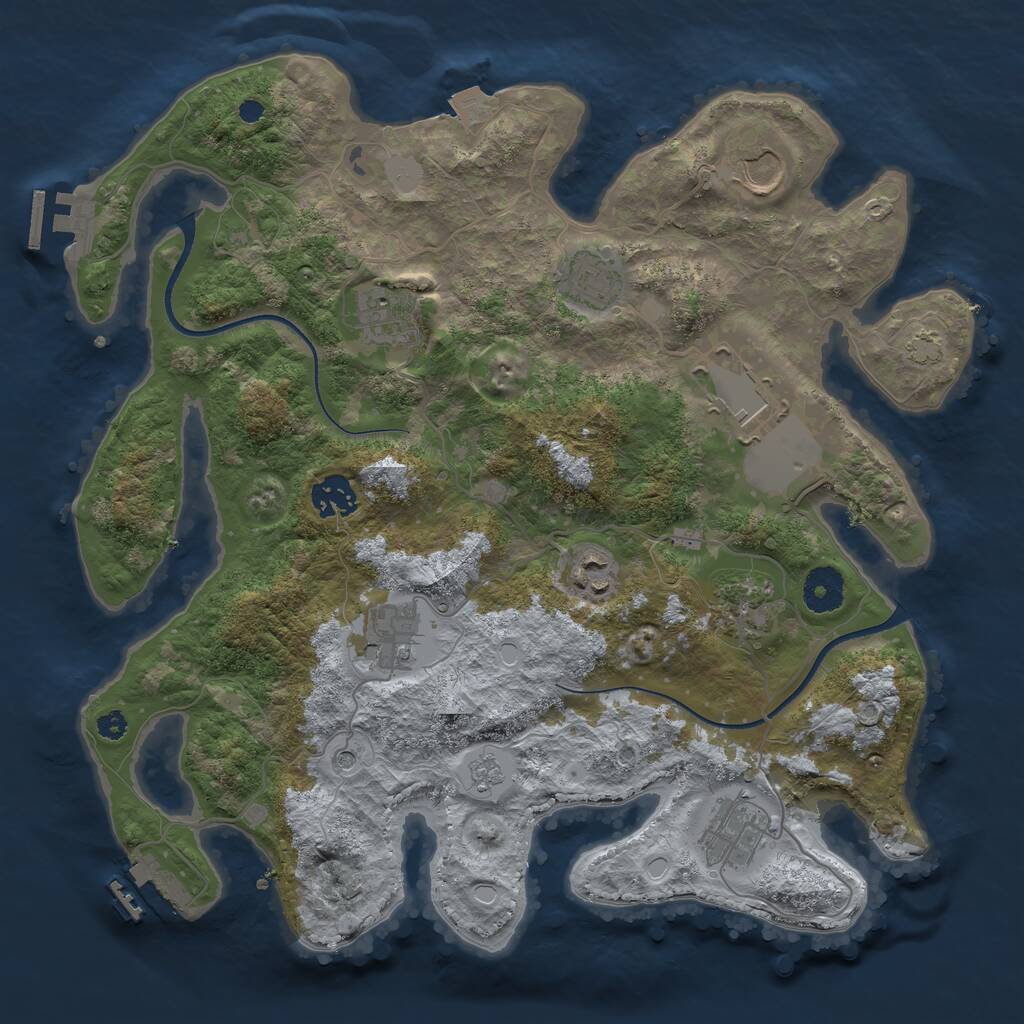 Rust Map: Procedural Map, Size: 3500, Seed: 3858752, 15 Monuments