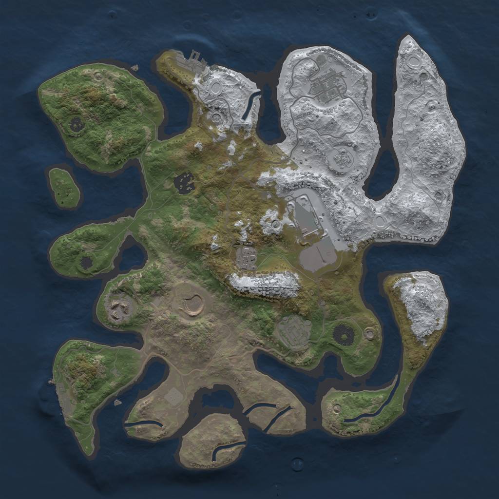 Rust Map: Procedural Map, Size: 3500, Seed: 1583410, 16 Monuments