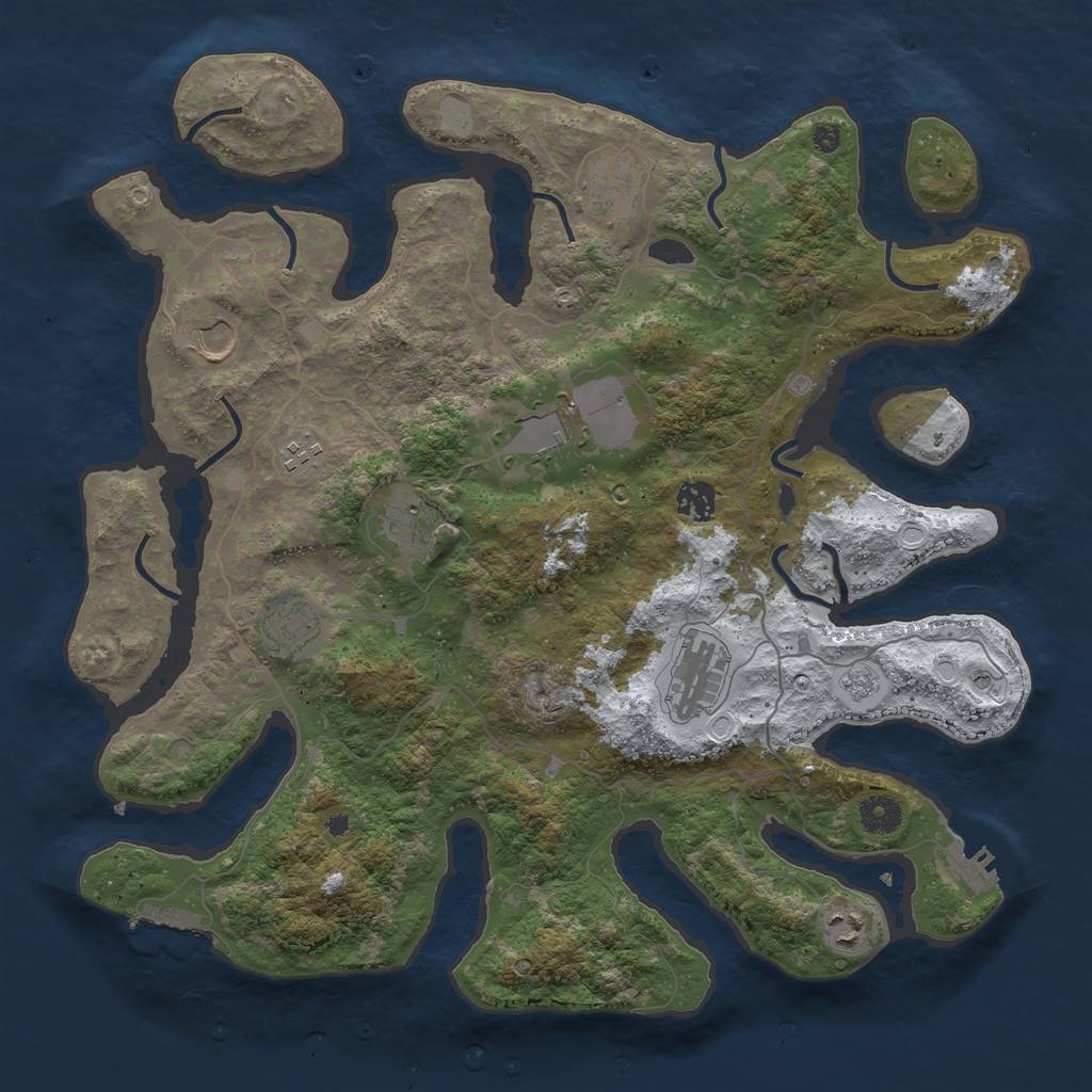 Rust Map: Procedural Map, Size: 4000, Seed: 1965719, 18 Monuments