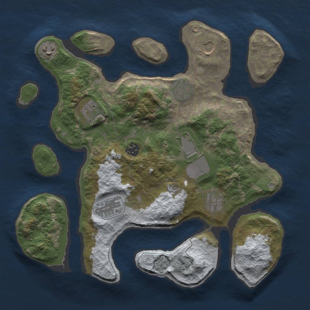 Rust Map: Barren, Size: 3500, Seed: 3773863, 12 Monuments