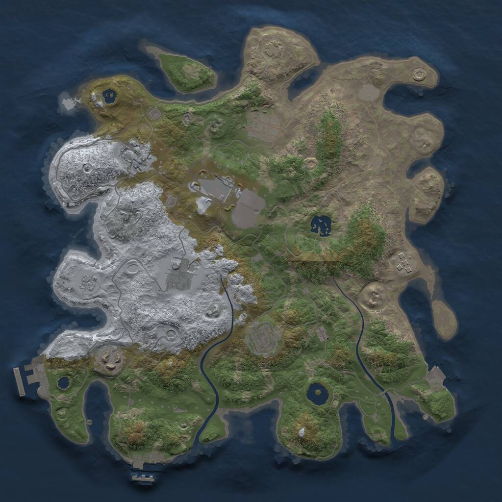 Rust Map: Procedural Map, Size: 3500, Seed: 1598835, 14 Monuments