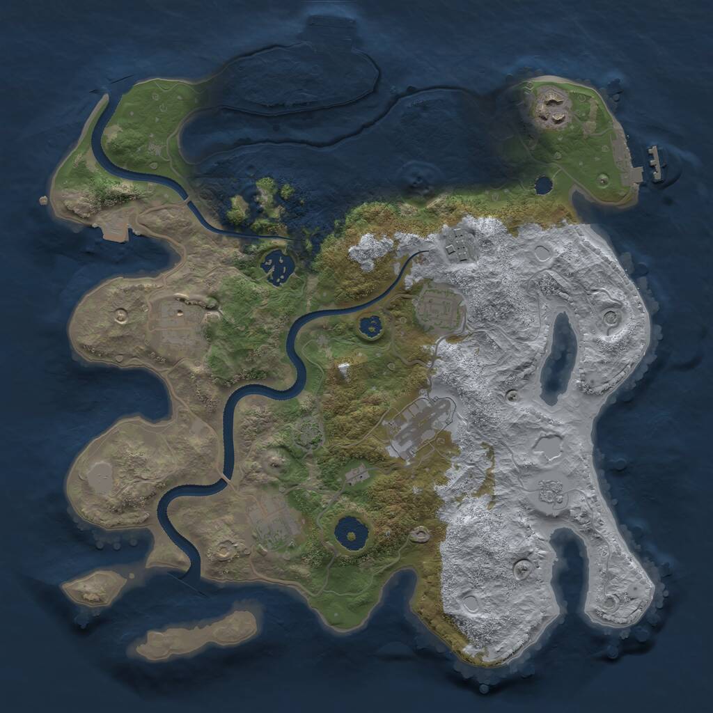 Rust Map: Procedural Map, Size: 3250, Seed: 4580, 13 Monuments