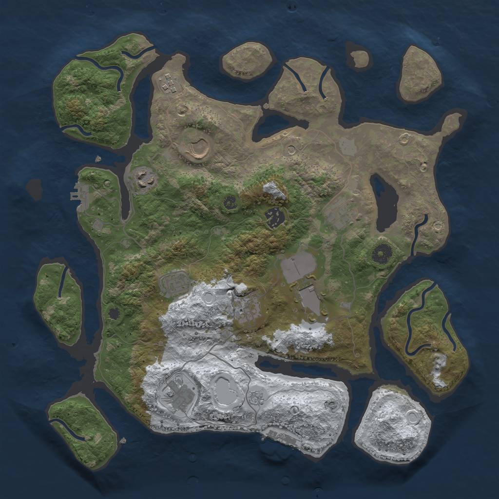 Rust Map: Procedural Map, Size: 3750, Seed: 2121721119, 18 Monuments