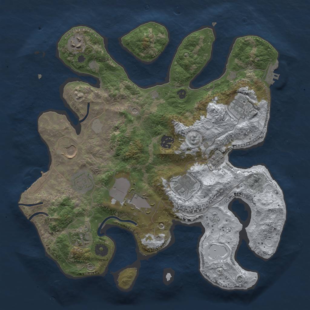 Rust Map: Procedural Map, Size: 3500, Seed: 1047188, 18 Monuments