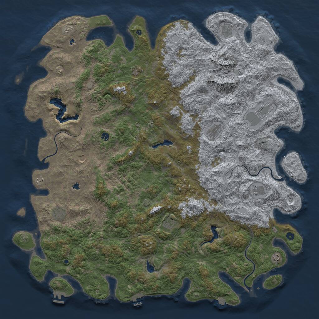 Rust Map: Procedural Map, Size: 6000, Seed: 70420459, 17 Monuments