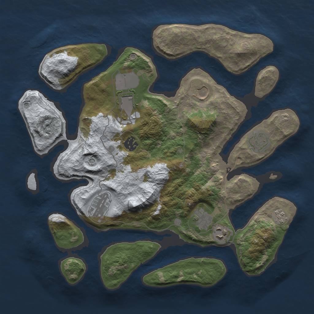 Rust Map: Barren, Size: 3500, Seed: 1922144, 11 Monuments