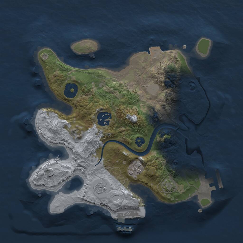 Rust Map: Procedural Map, Size: 2500, Seed: 543724747, 7 Monuments