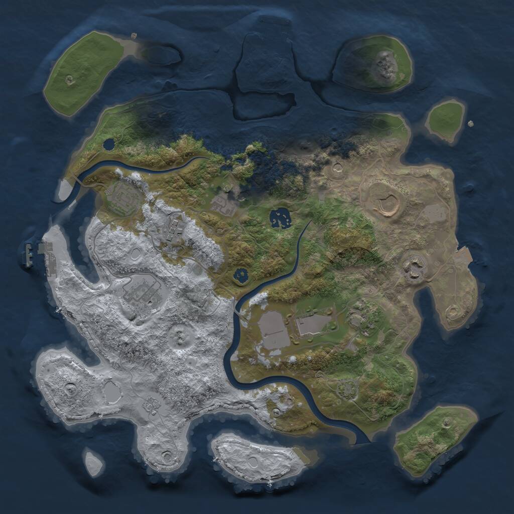 Rust Map: Procedural Map, Size: 3500, Seed: 5084885, 15 Monuments