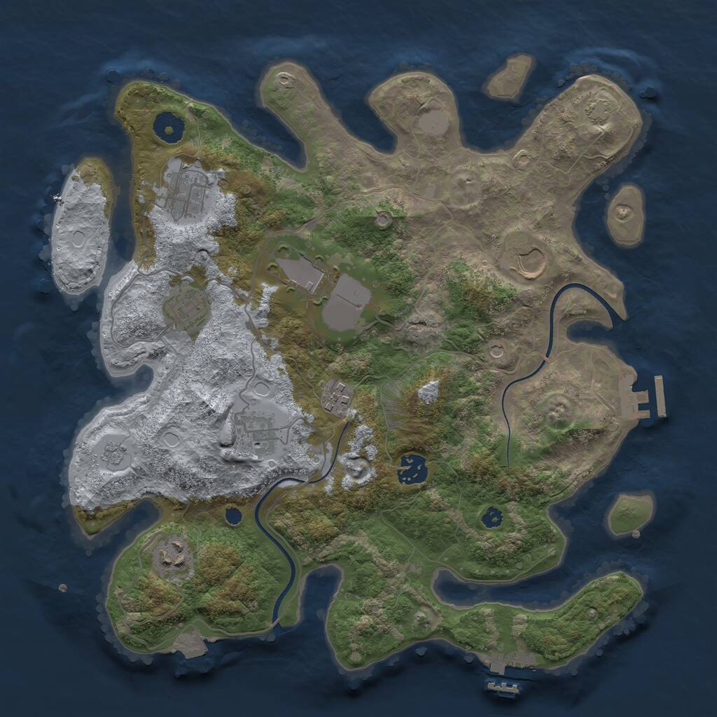 Rust Map: Procedural Map, Size: 3500, Seed: 2129540, 14 Monuments