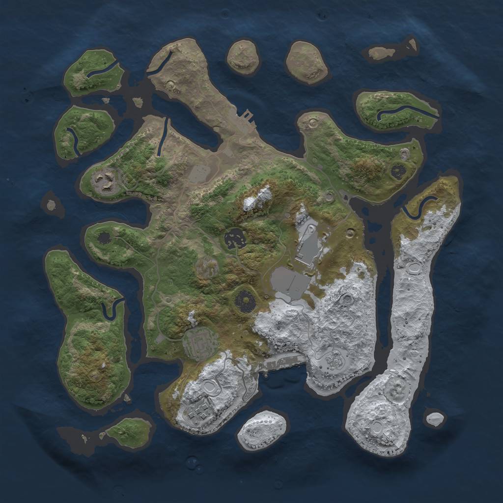 Rust Map: Procedural Map, Size: 3500, Seed: 1305855, 13 Monuments