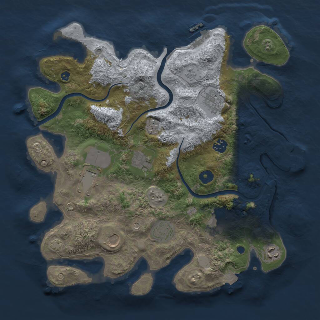 Rust Map: Procedural Map, Size: 3500, Seed: 5449747, 15 Monuments