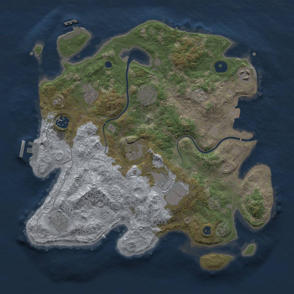 Rust Map: Procedural Map, Size: 3500, Seed: 5566775, 14 Monuments
