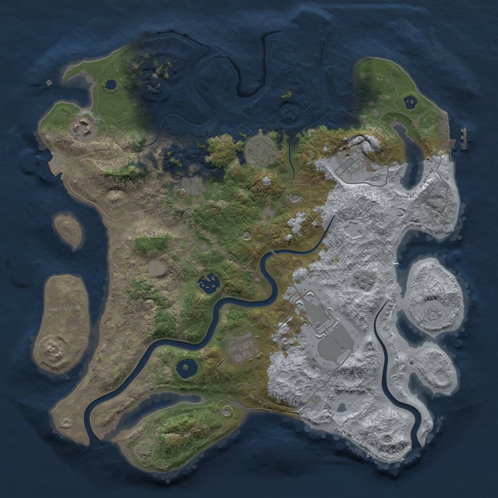 Rust Map: Procedural Map, Size: 3700, Seed: 482868624, 14 Monuments