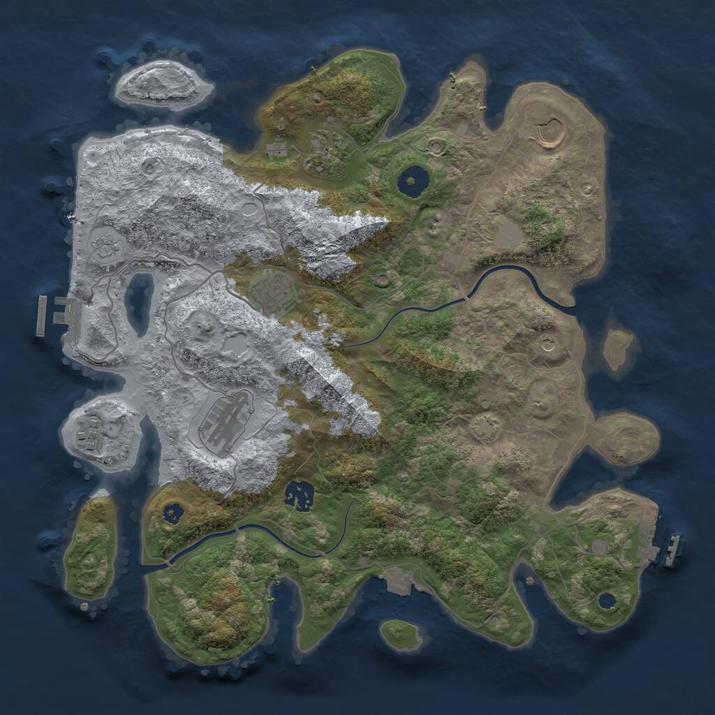 Rust Map: Procedural Map, Size: 3500, Seed: 1095837, 12 Monuments