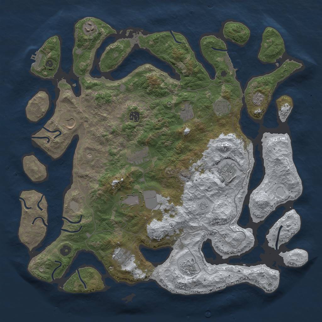 Rust Map: Procedural Map, Size: 4500, Seed: 3797408, 20 Monuments