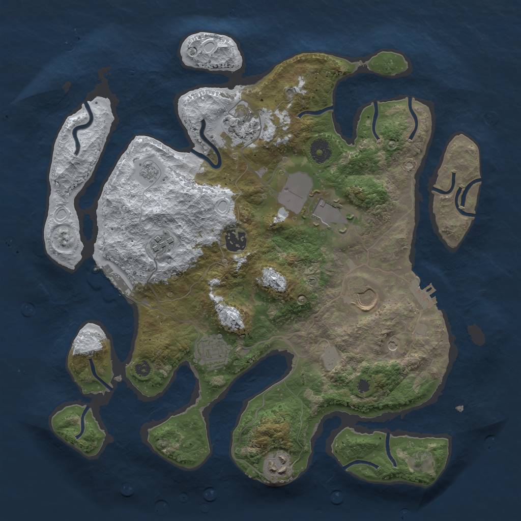 Rust Map: Procedural Map, Size: 3500, Seed: 3472821, 16 Monuments
