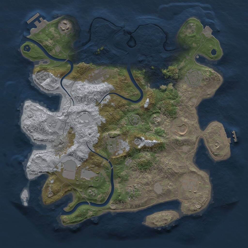 Rust Map: Procedural Map, Size: 3500, Seed: 494172, 15 Monuments