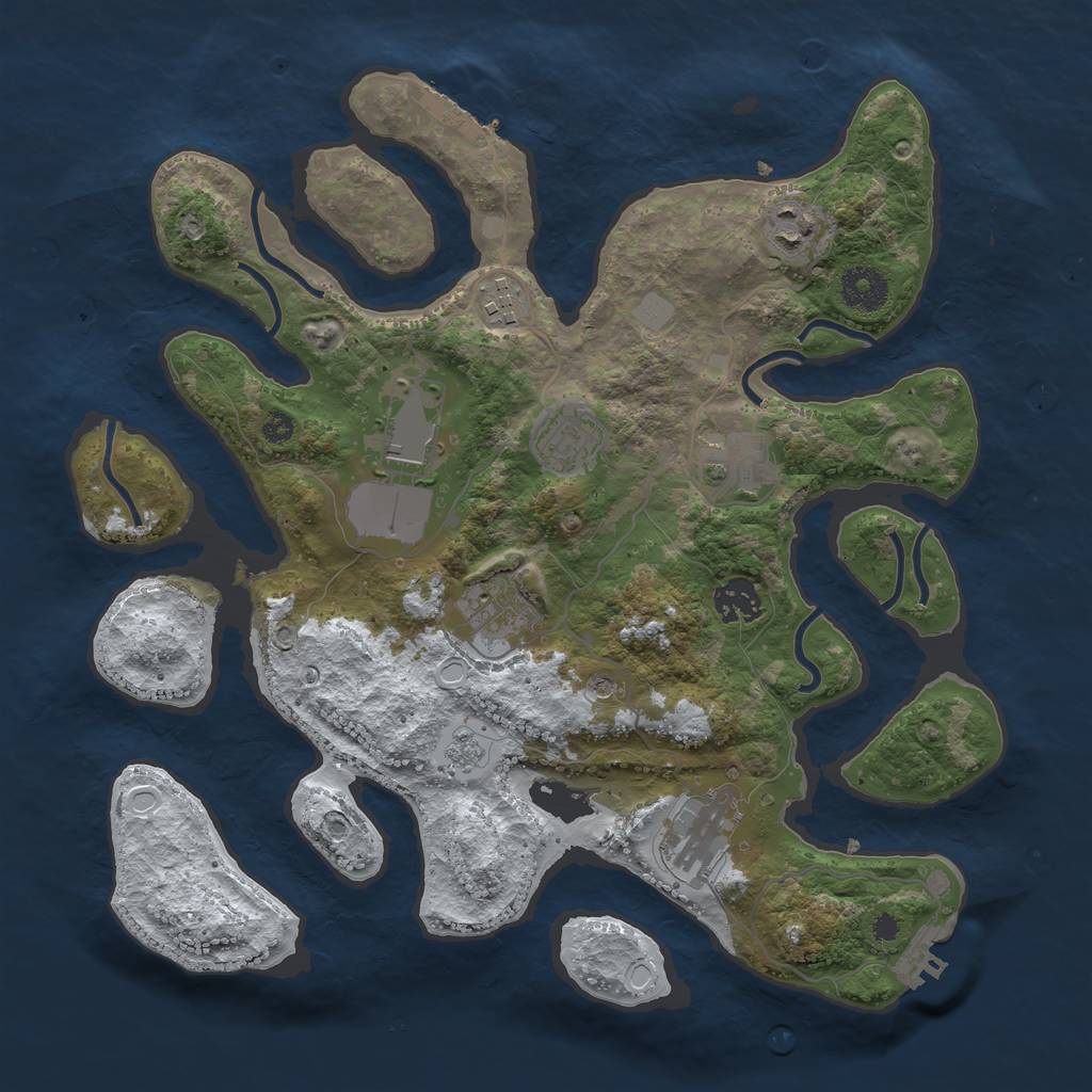 Rust Map: Procedural Map, Size: 3500, Seed: 4273584, 17 Monuments