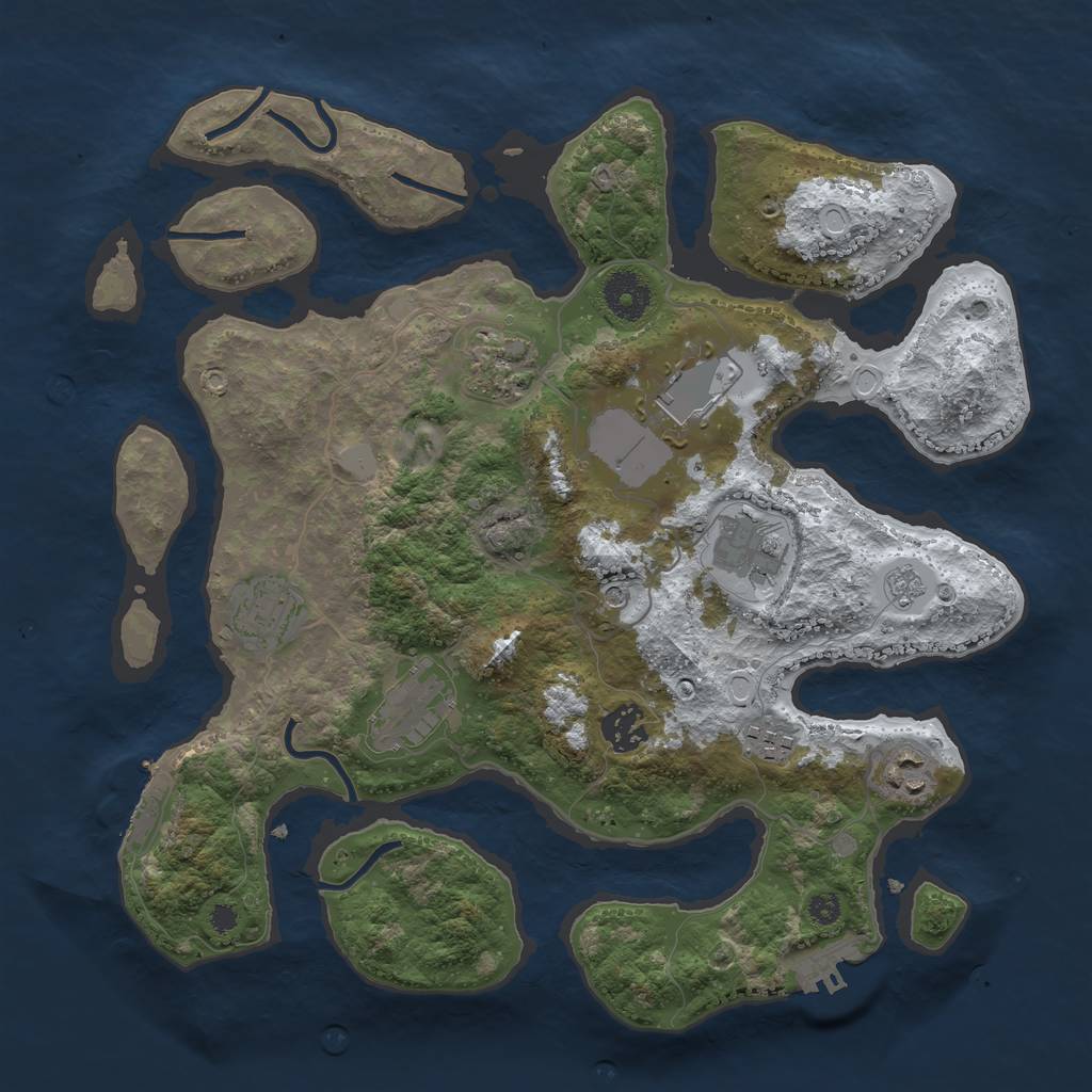 Rust Map: Procedural Map, Size: 3500, Seed: 1182477, 17 Monuments