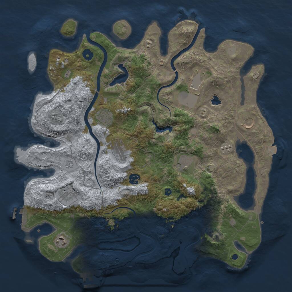 Rust Map: Procedural Map, Size: 4000, Seed: 611076, 15 Monuments