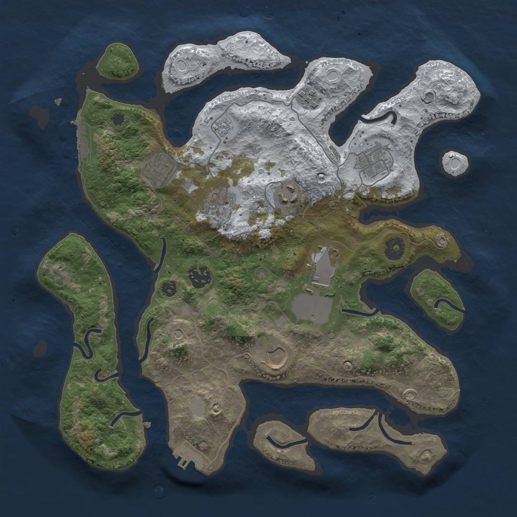 Rust Map: Procedural Map, Size: 3500, Seed: 1039319, 17 Monuments