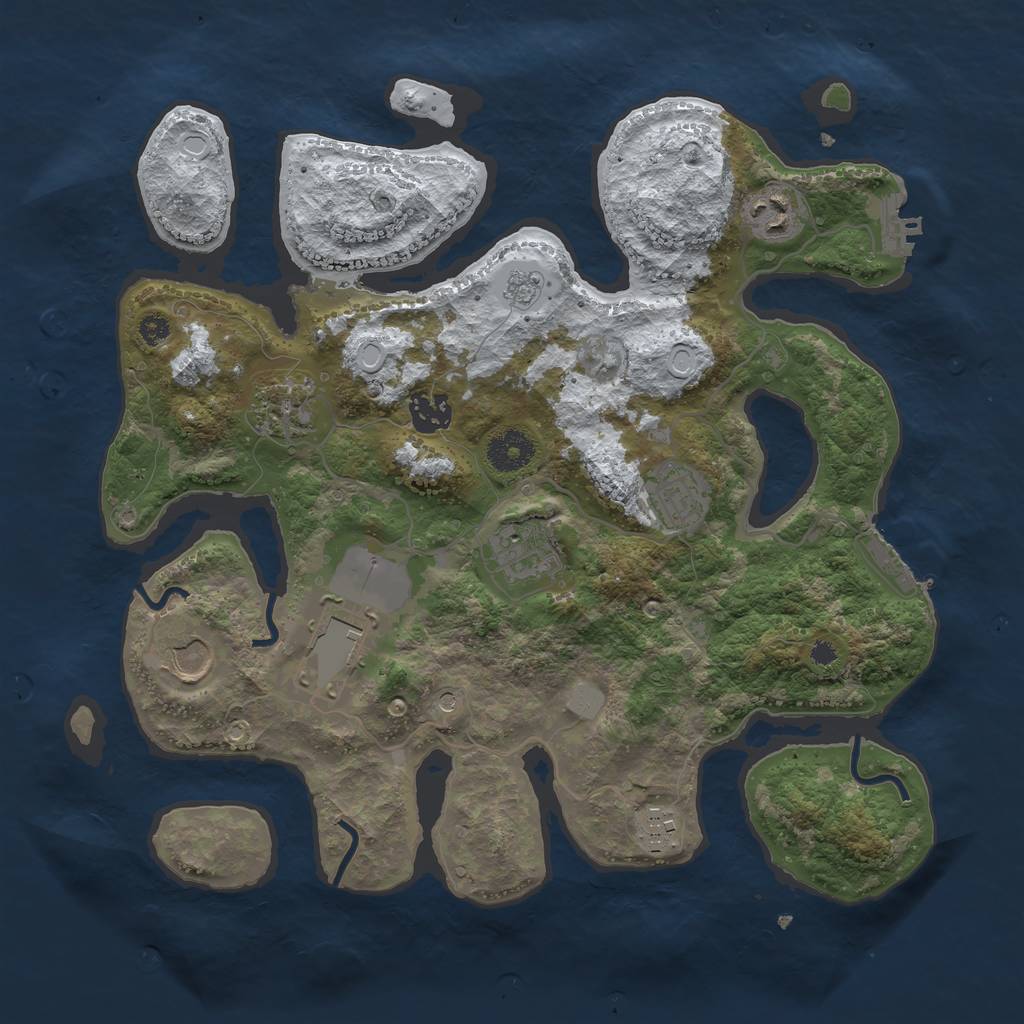 Rust Map: Procedural Map, Size: 3500, Seed: 4591300, 17 Monuments