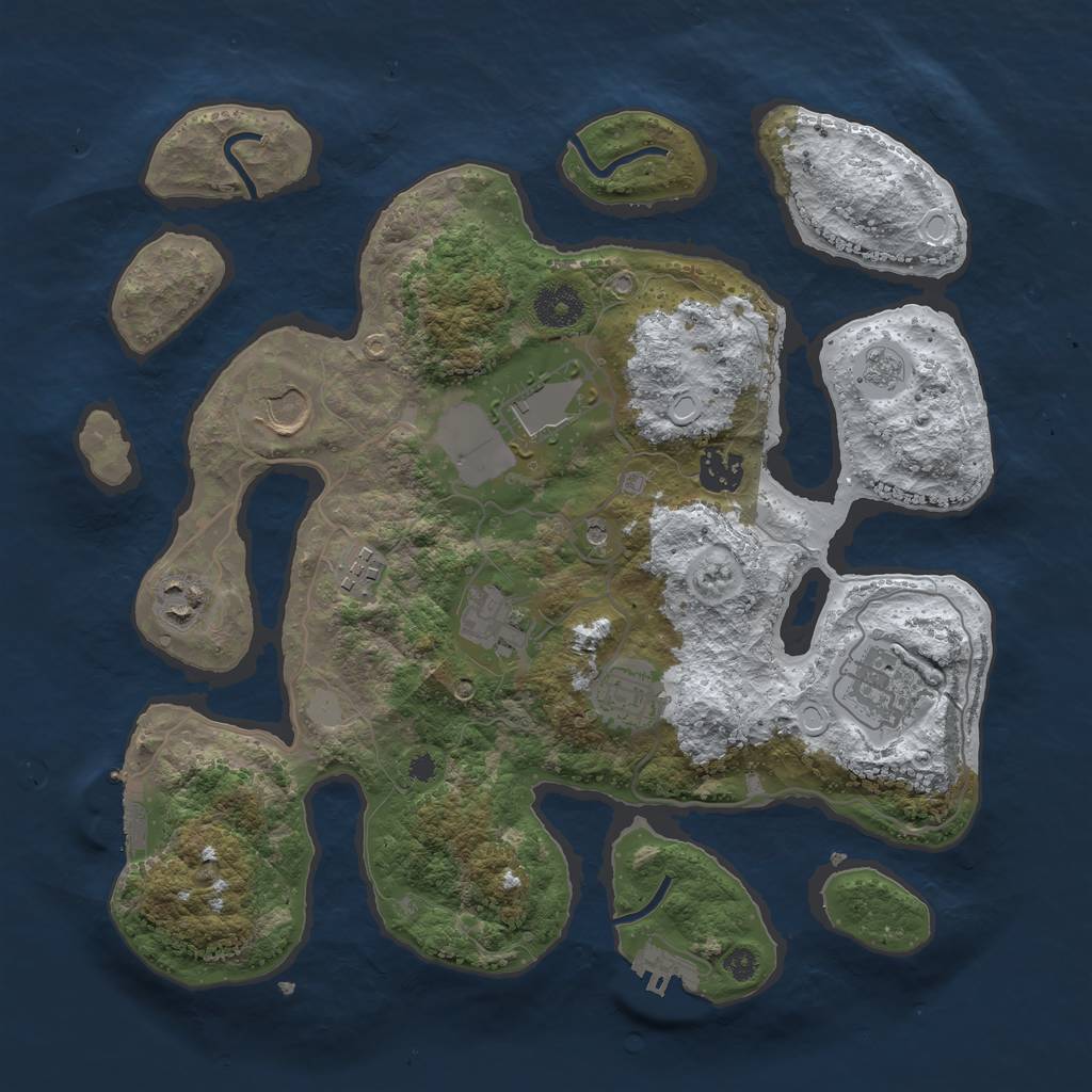Rust Map: Procedural Map, Size: 3500, Seed: 5722255, 17 Monuments