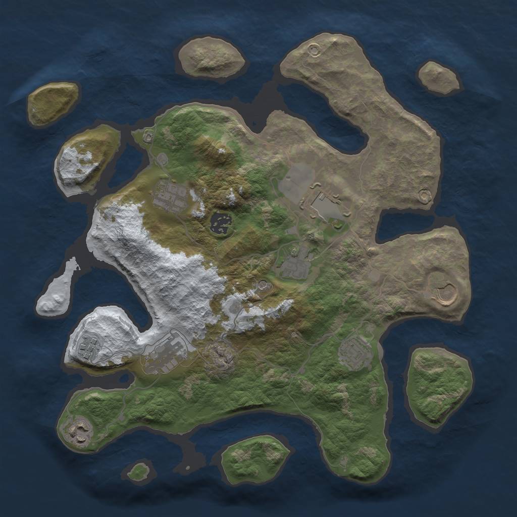 Rust Map: Barren, Size: 3500, Seed: 6233803, 12 Monuments