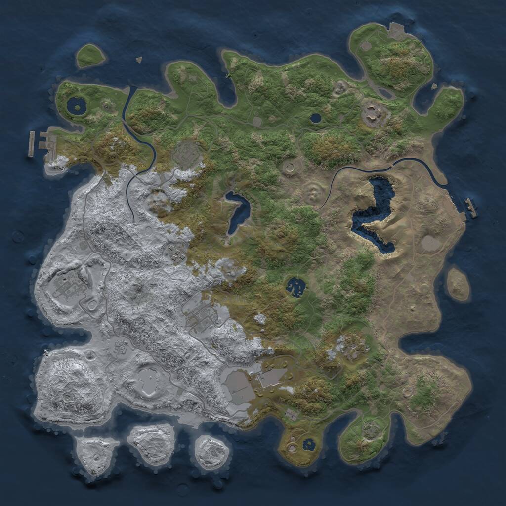 Rust Map: Procedural Map, Size: 4000, Seed: 990021, 14 Monuments