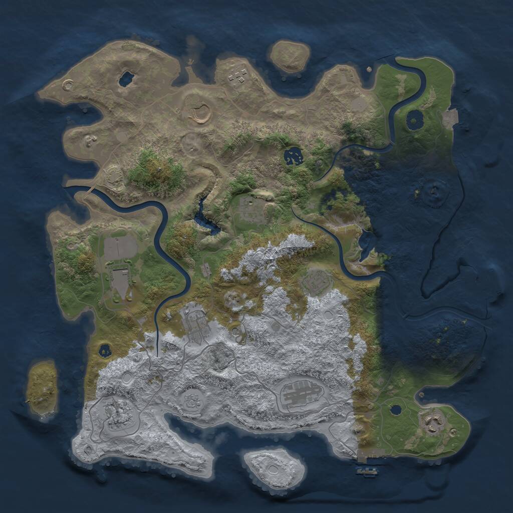 Rust Map: Procedural Map, Size: 4000, Seed: 846315, 16 Monuments