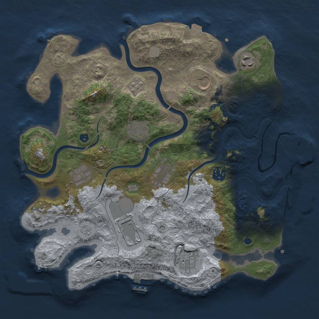 Rust Map: Procedural Map, Size: 3500, Seed: 4665412, 15 Monuments