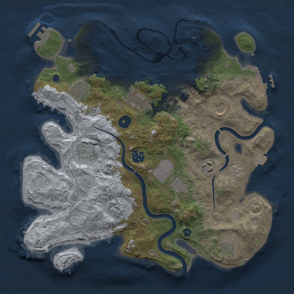Rust Map: Procedural Map, Size: 3500, Seed: 2466026, 16 Monuments