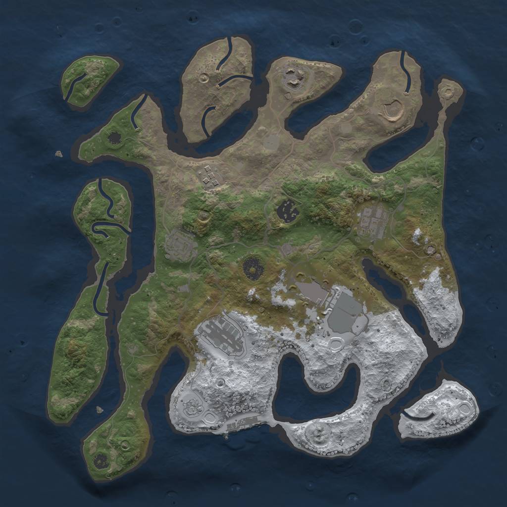 Rust Map: Procedural Map, Size: 3500, Seed: 1235131, 15 Monuments