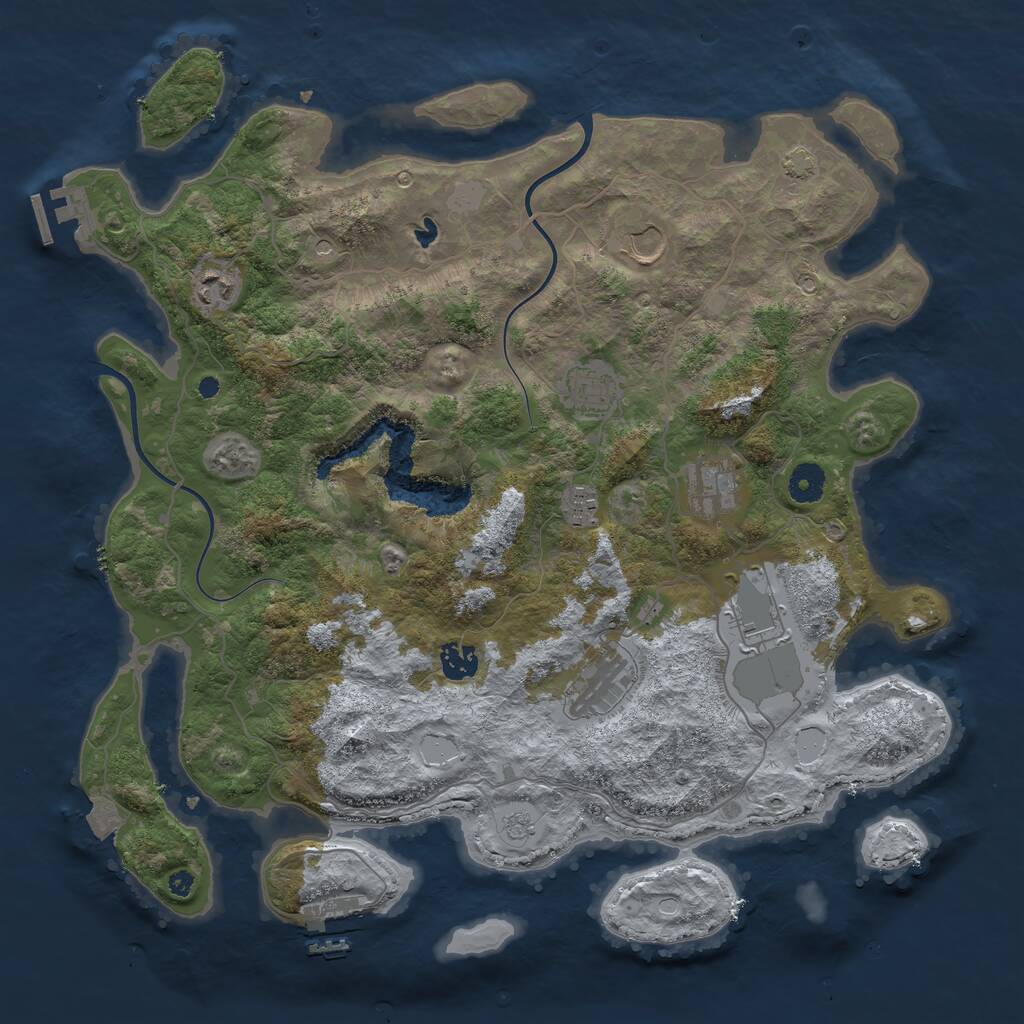 Rust Map: Procedural Map, Size: 4000, Seed: 4345672, 14 Monuments
