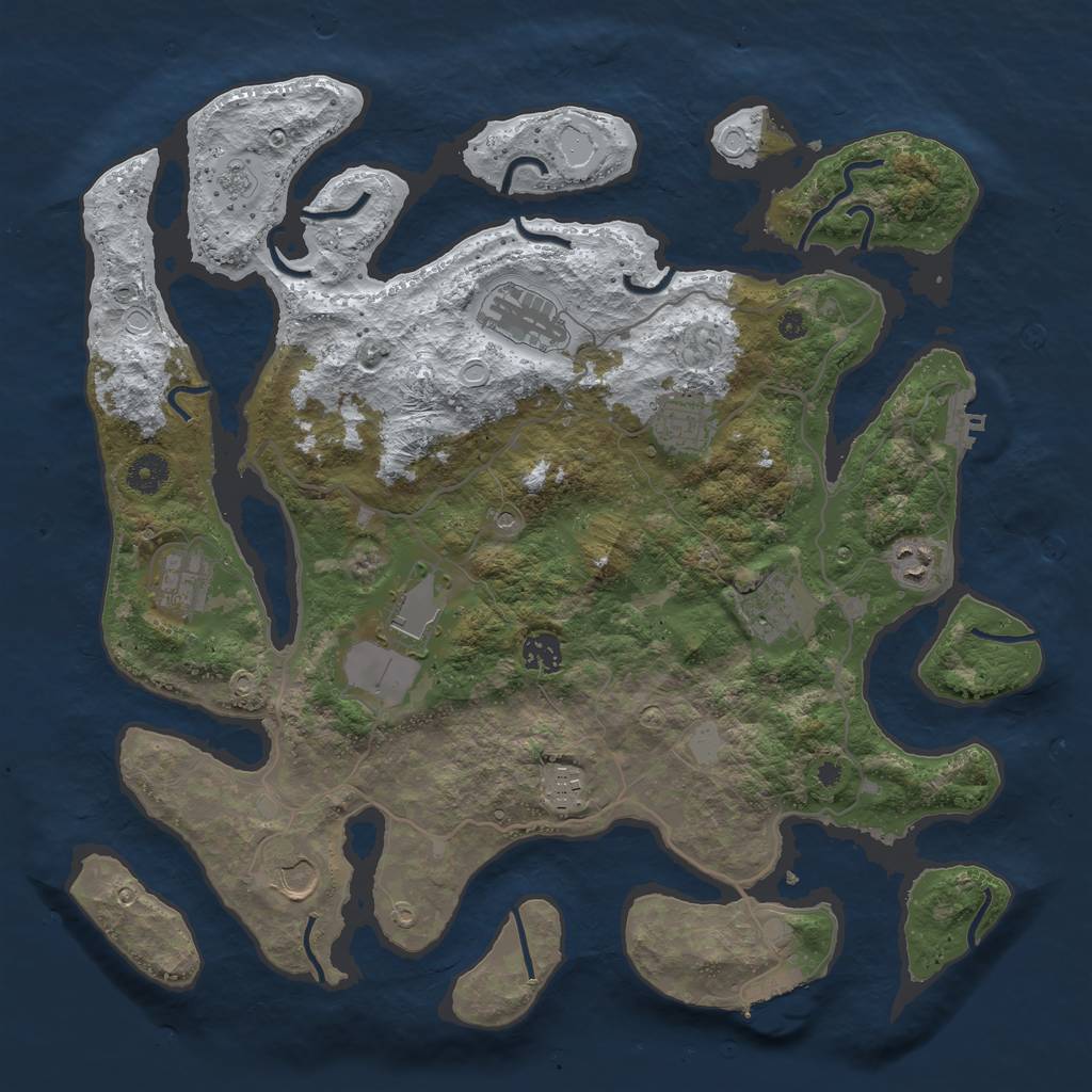 Rust Map: Procedural Map, Size: 4000, Seed: 2735582, 18 Monuments
