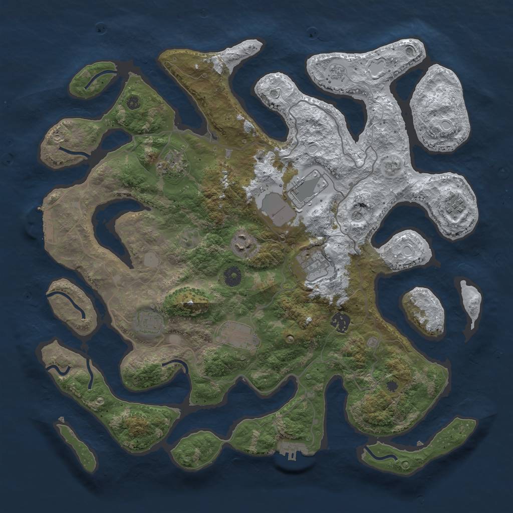 Rust Map: Procedural Map, Size: 4000, Seed: 425517, 17 Monuments