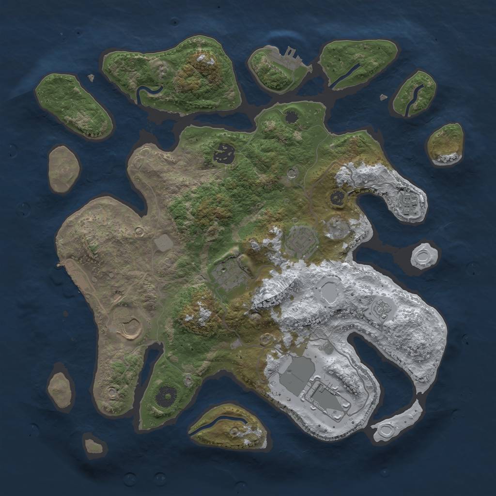 Rust Map: Procedural Map, Size: 3500, Seed: 1776139, 15 Monuments