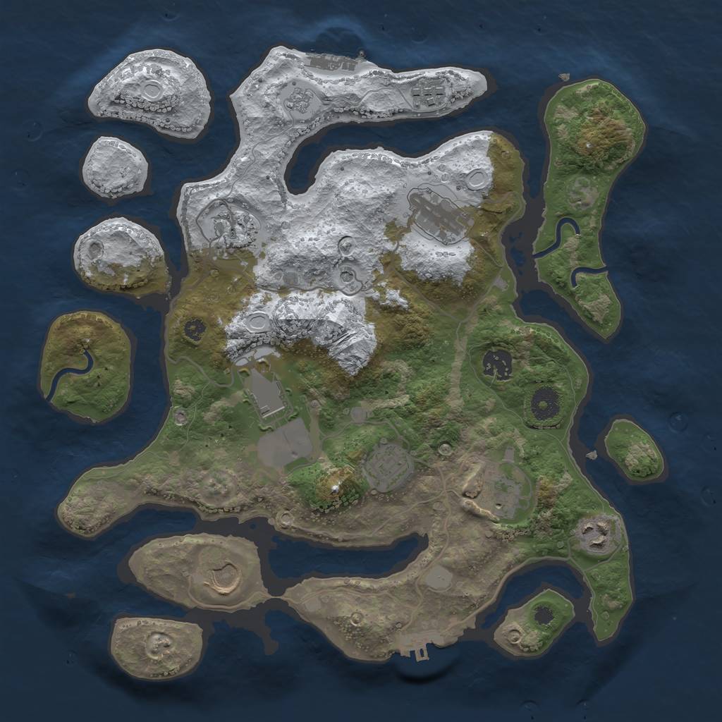 Rust Map: Procedural Map, Size: 3500, Seed: 172298, 18 Monuments